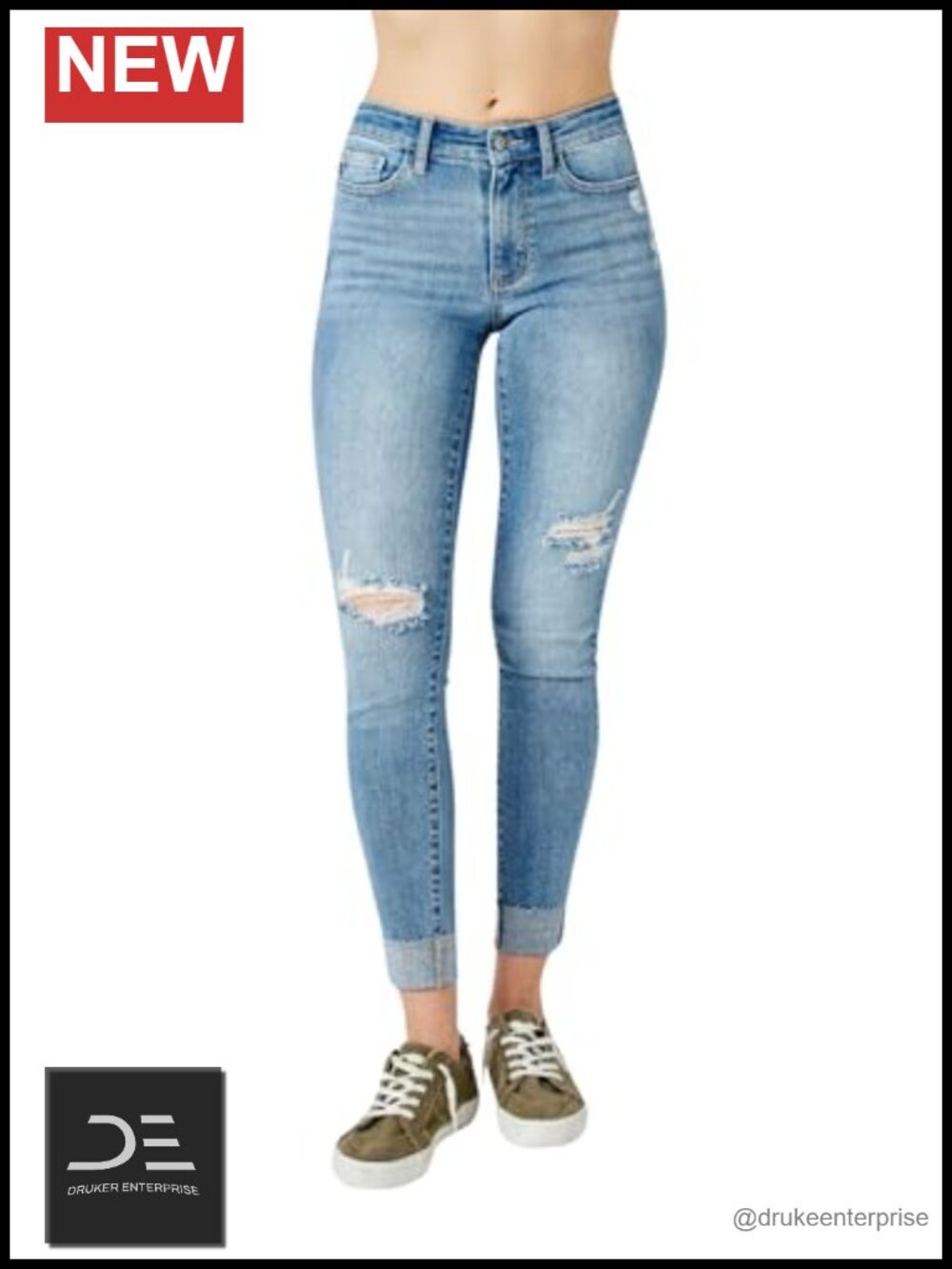 Judy Blue Mid Rise Distressed Skinny Jeans 92% Cotton 2% Spandex Size 29/31